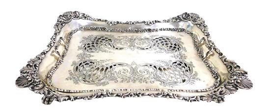 Appraisal: STERLING Tiffany Co sterling silver footed asparagus tray with removable