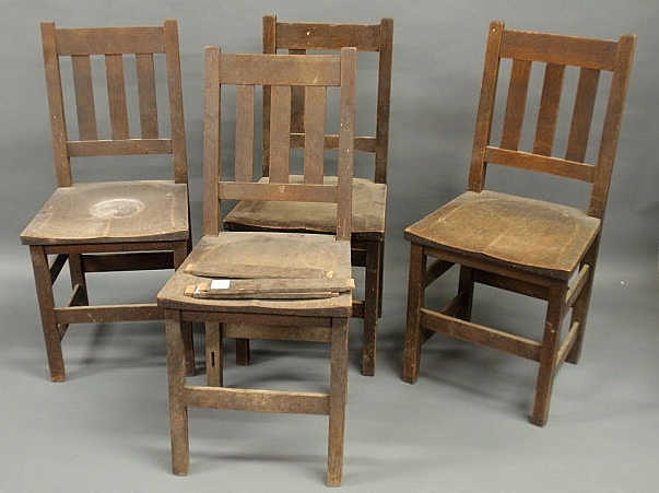 Appraisal: Set of four Stickley Bros Co oak side chairs one