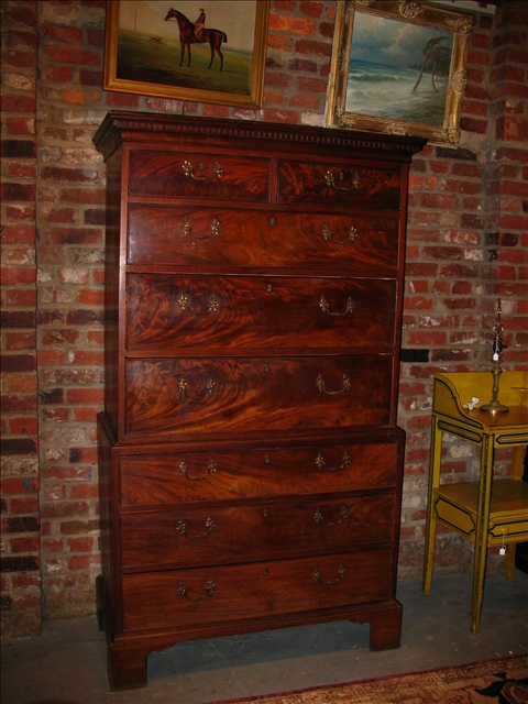 Appraisal: SOUTHERN CHIPPENDALE MAHOGANY CHEST ON CHEST Late th century In