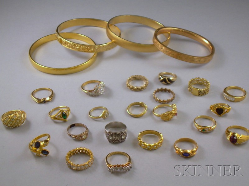 Appraisal: Small Group of Costume Jewelry including four gold-tone bangles and