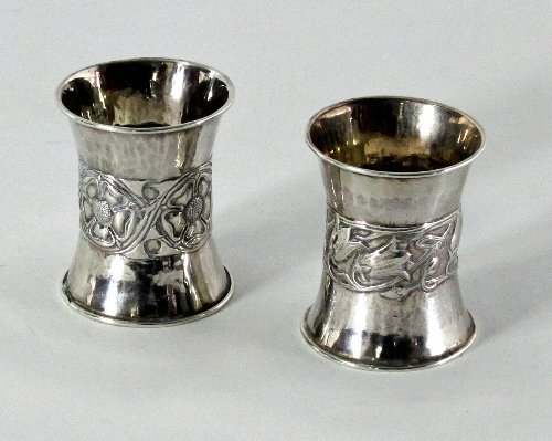 Appraisal: Two Arts and Crafts silver napkin rings Omar Ramsden Alwyn