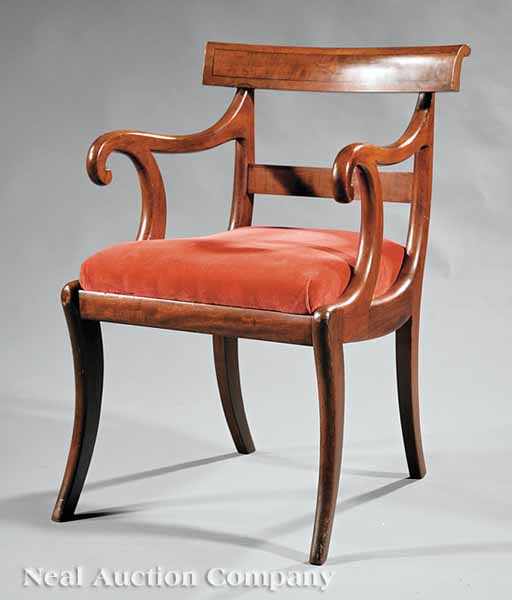 Appraisal: A Good American Classical Inlaid Mahogany Armchair c Philadelphia the