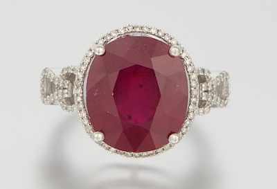 Appraisal: A Ladies' Ruby and Diamond Ring k white gold cocktail