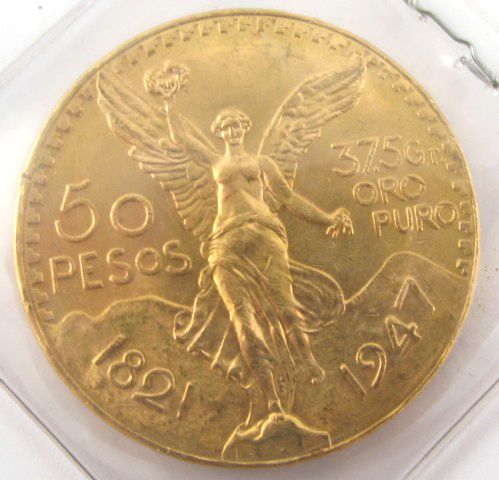 Appraisal: MEXICO FIFTY PESOS CENTENARIO GOLD COIN official restrike minted to