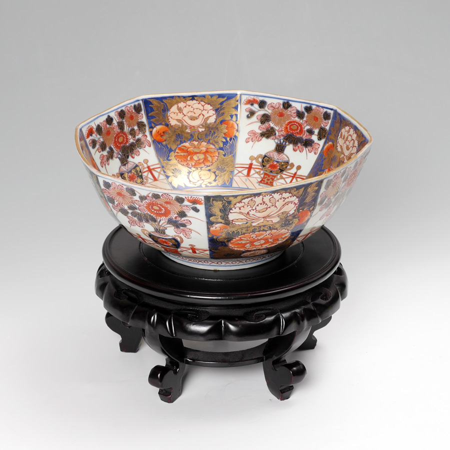 Appraisal: LARGE JAPANESE OCTAGONAL BOWL ON STAND Late th early th