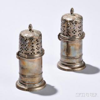 Appraisal: Two English Sterling Silver Casters marks rubbed possibly George II