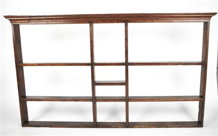 Appraisal: OAK PLATE RACK TH CENTURY the moulded cornice above three