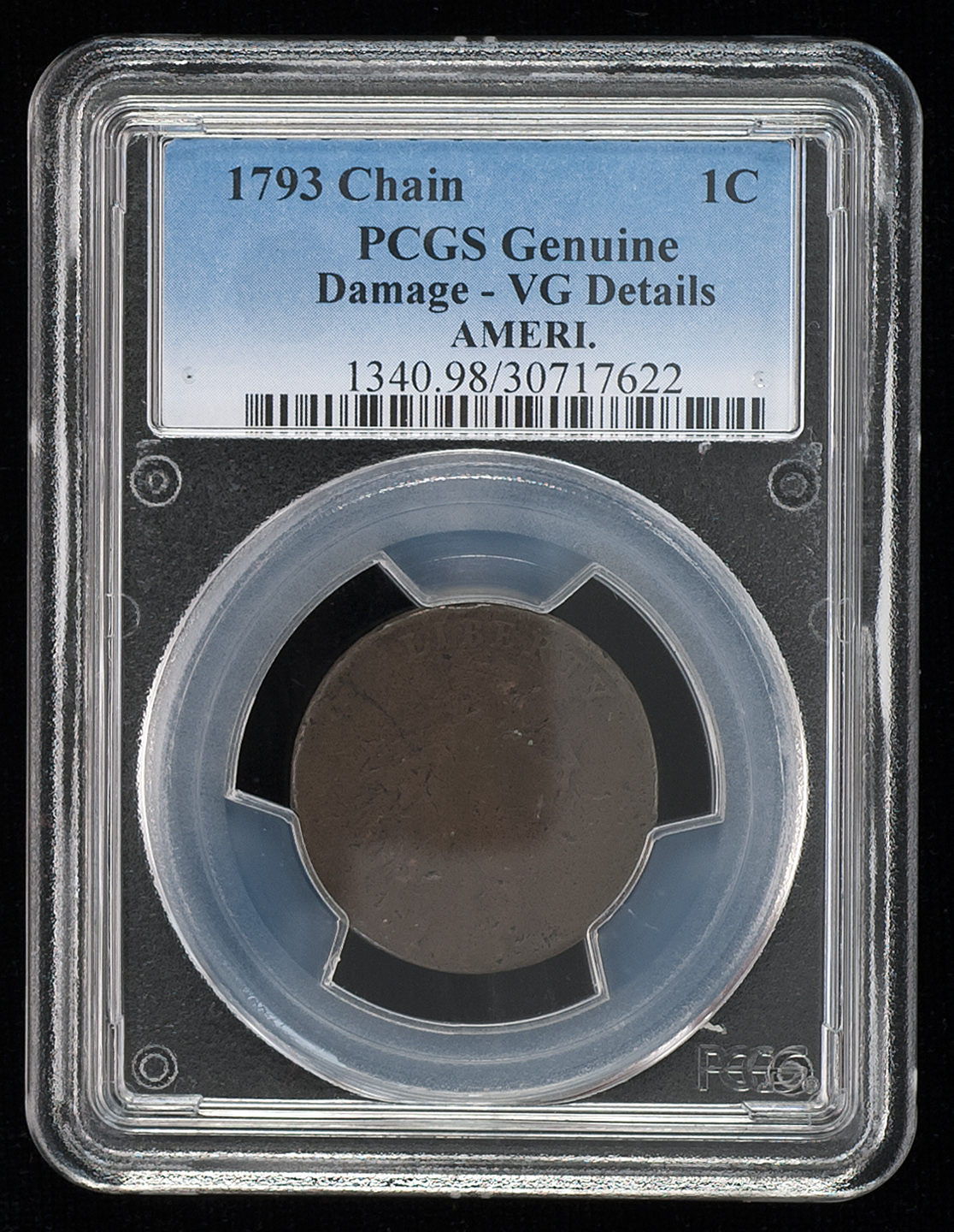 Appraisal: LARGE CENT PCGS graded Genuine VG Details Environmental damage