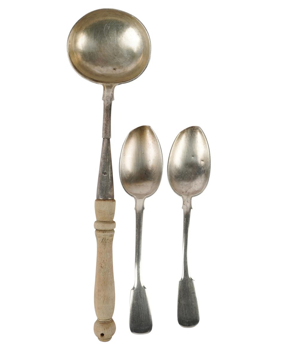 Appraisal: RUSSIAN -STANDARD SILVER LADLE PAIR OF SPOONSthe ladle maker's mark