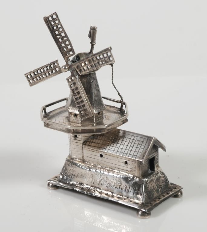 Appraisal: Vintage Dutch Netherlands sterling silver miniature windmill with movable blades