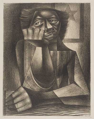 Appraisal: CHARLES WHITE - Awaiting His Return Lithograph on wove paper