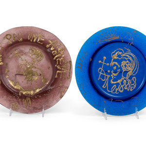 Appraisal: Two Salvador Dali P te de Verre Plates by Daum