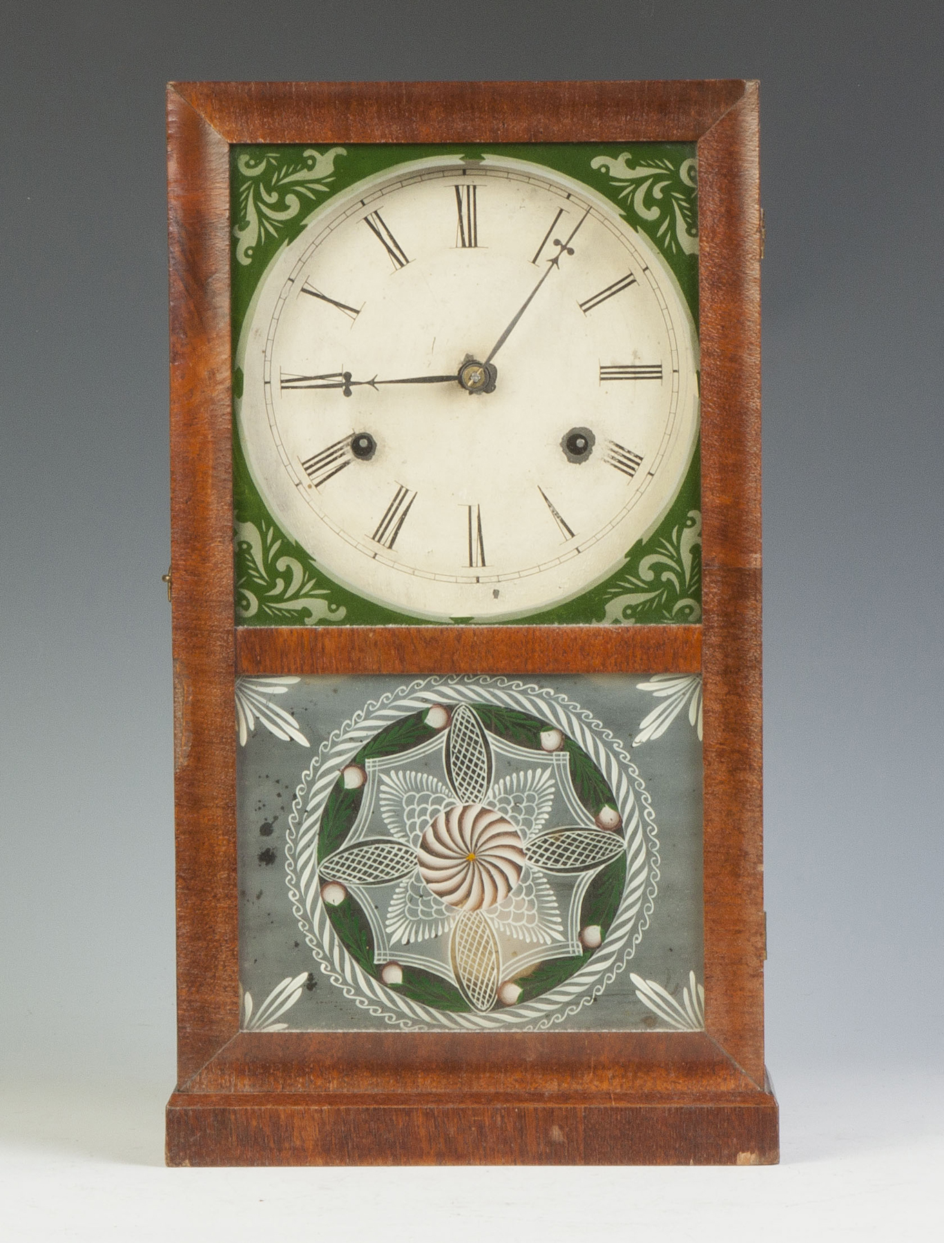 Appraisal: Smith Goodrich Box Clock Mahogany case Original painted metal dial