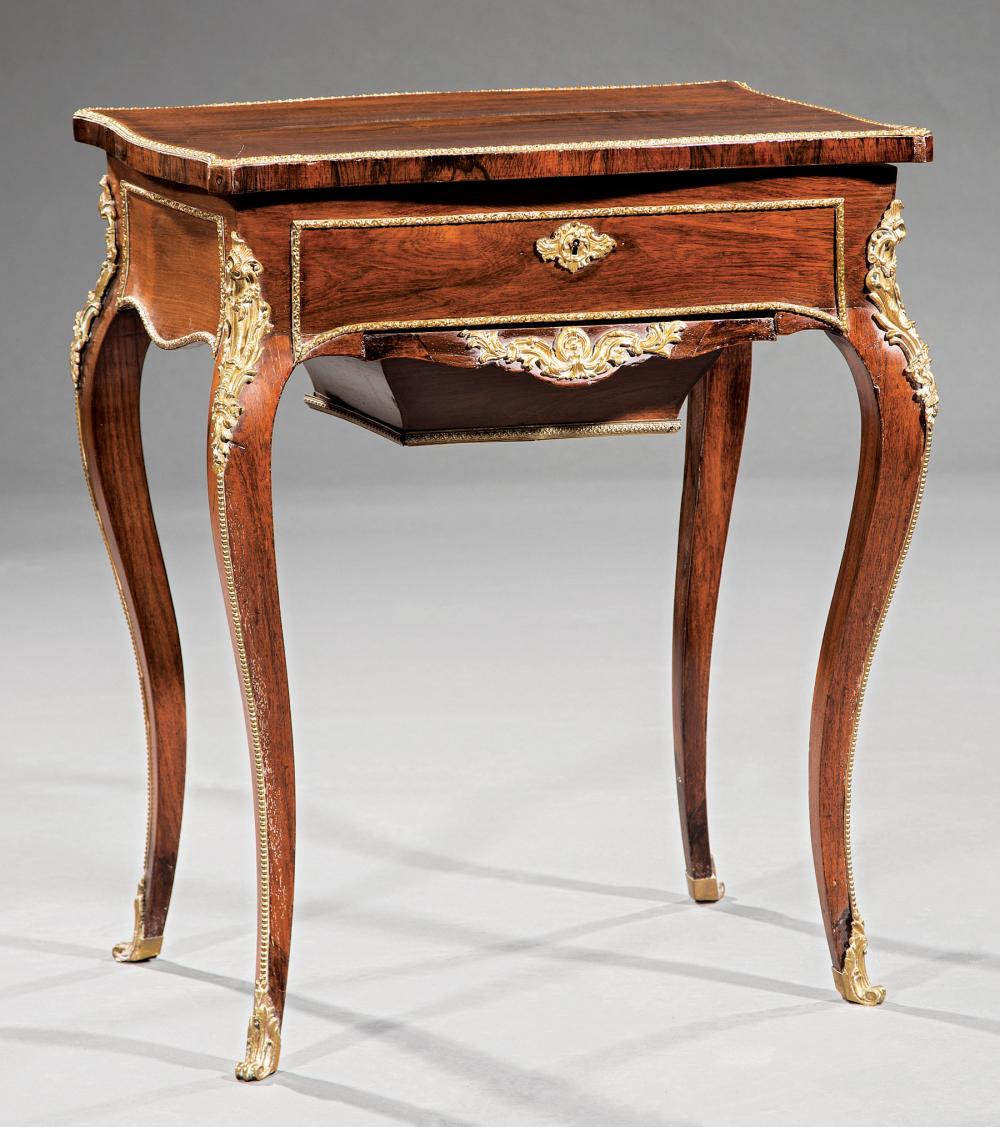 Appraisal: Louis XV-Style Bronze-Mounted Rosewood Poudreuse probably early th c serpentine