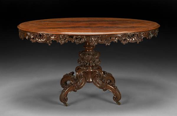 Appraisal: A Continental Rococo style carved mahogany center table late th