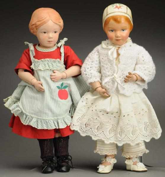 Appraisal: Lot of Schoenhut Dolls All wood Rare girl with carved