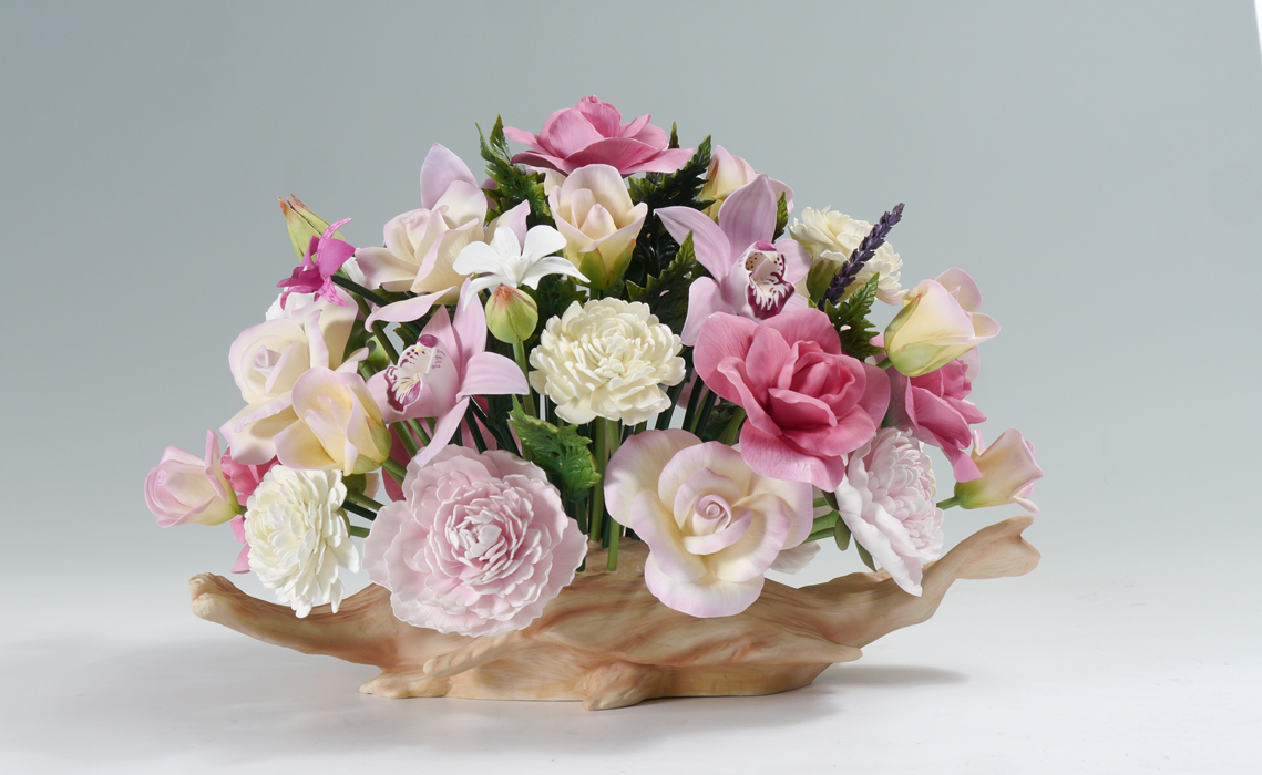 Appraisal: BOEHM PORCELAIN ''FLORAL MASTERPIECE'' F Large floral arrangement including roses