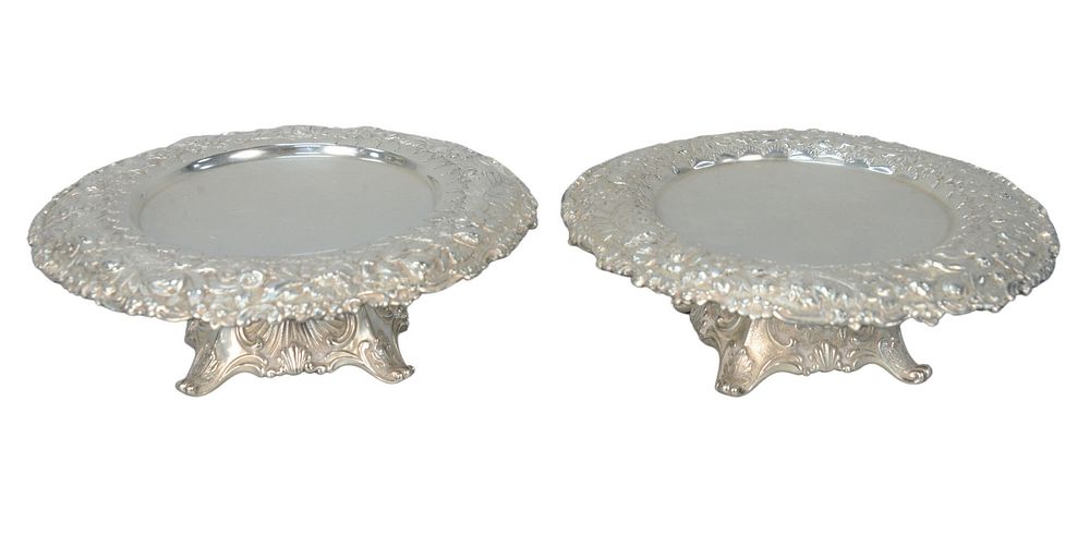 Appraisal: Pair Tiffany Company Sterling Silver Tazzas with repousse borders each