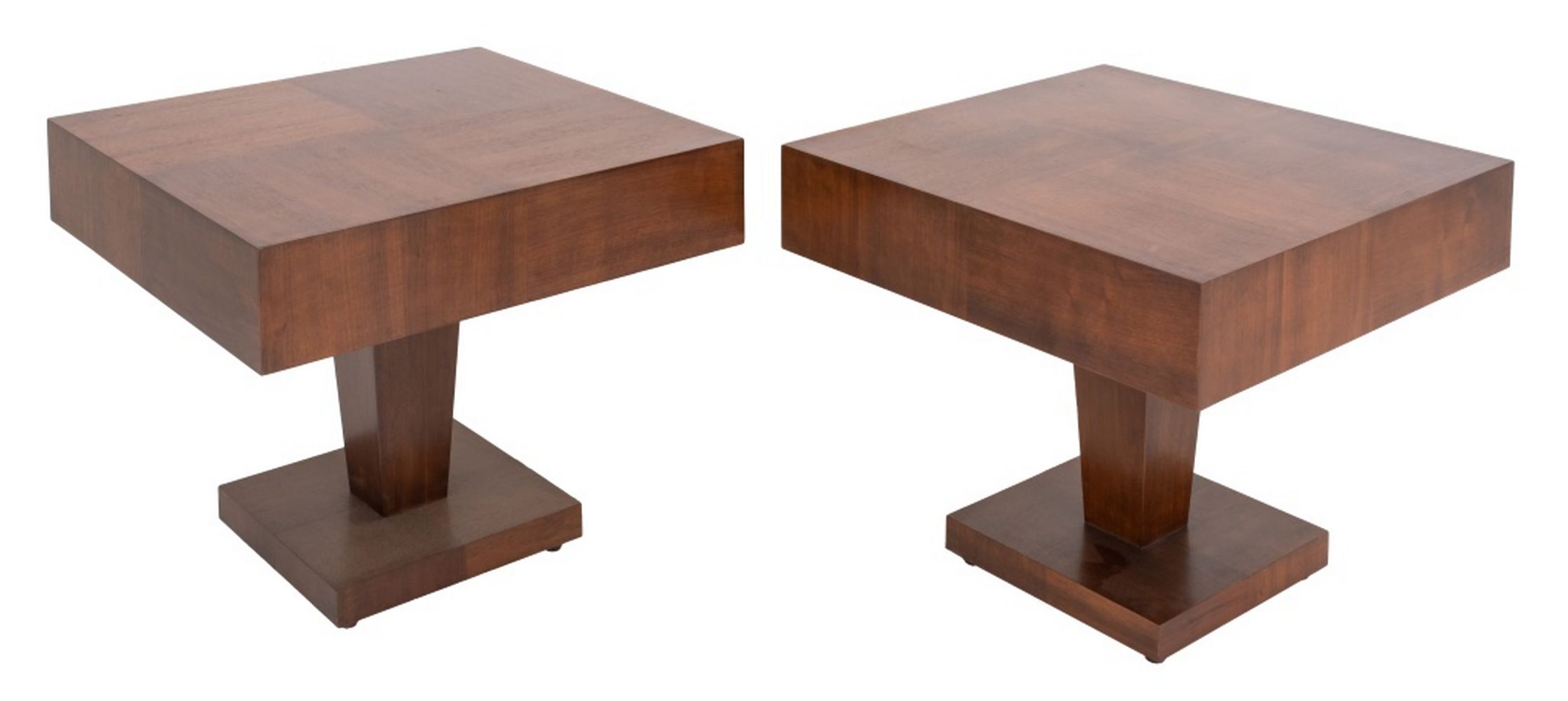 Appraisal: ART DECO MODERN STYLE MAHOGANY END TABLES PAIR Art Deco