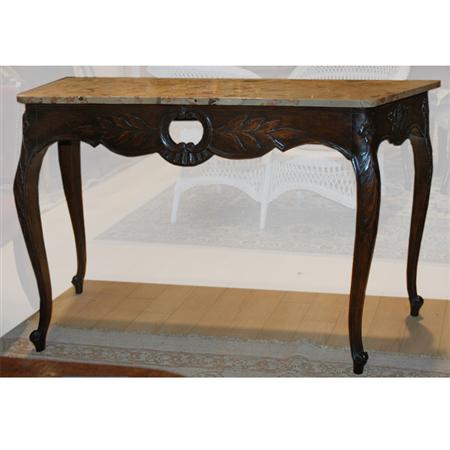 Appraisal: Continental Marble Top Walnut Console Estimate -