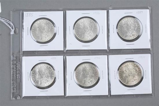 Appraisal: SIX MORGAN SILVER DOLLARS Years include and