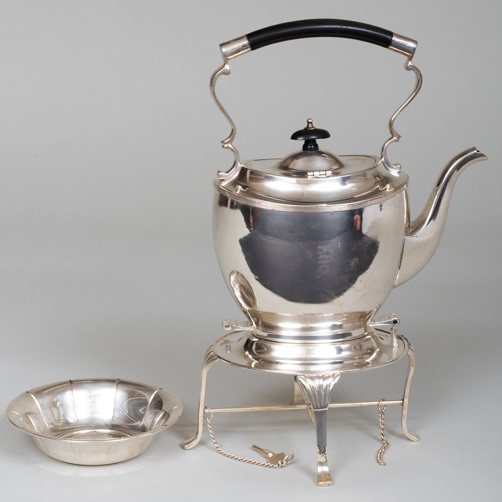 Appraisal: American Silver Plate Hot Water Kettle on Stand and a