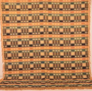 Appraisal: th Century Four Color Two Part Overshot Coverlet Geometric pattern