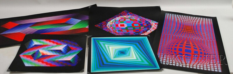 Appraisal: Eleven Color Reproductions After Victor Vasarely Torony VP-RB Rhombus Koska-Rev