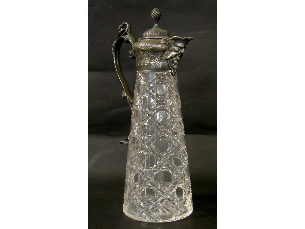 Appraisal: Maple Co cut glass claret jug with ornate plated mounts