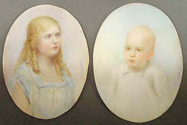 Appraisal: Larsh Theodora American - oval portraits on ivory of a