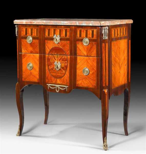 Appraisal: COMMODE Transition Paris circa Rosewood and purpleheart in veneer finely