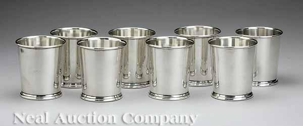 Appraisal: A Set of Eight American Sterling Silver Julep Cups Preisner