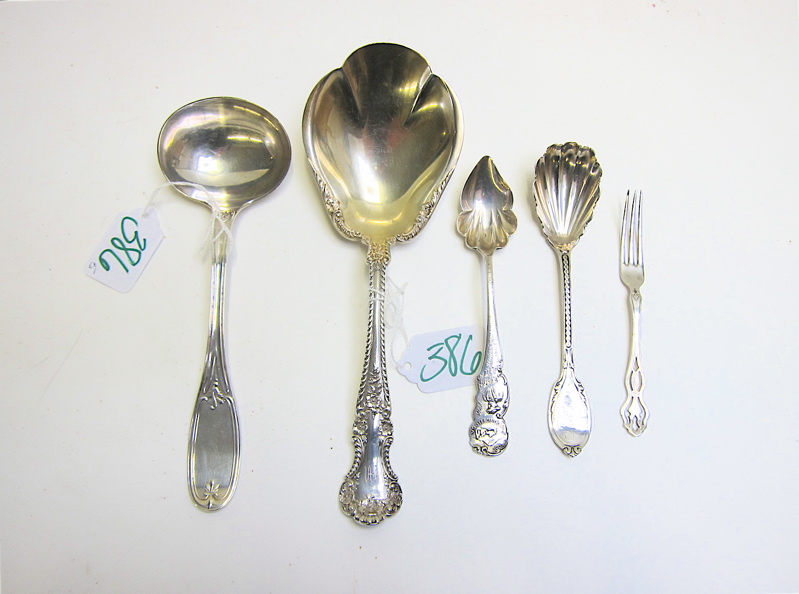 Appraisal: FIVE ASSORTED SILVER FLATWARE various makers and pieces including a