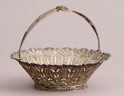 Appraisal: ITALIAN SILVER FILIGREE BASKET WITH MICRO MOSAIC RONDEL The pierced