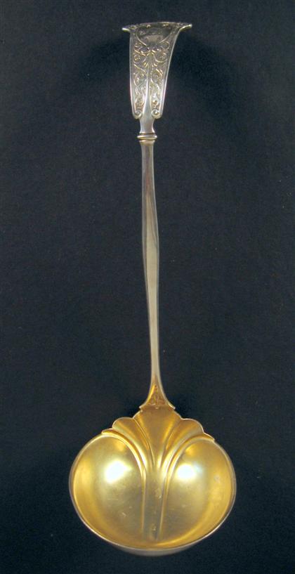 Appraisal: American sterling silver and parcel gilt ladle h semken late