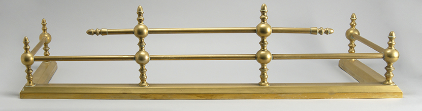 Appraisal: BRASS FIREPLACE FENDER Late th CenturyHorizontal brass rods mounted to