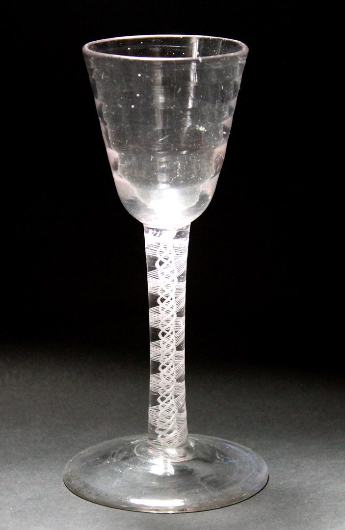 Appraisal: A Lynn' wine glass circa the ribbed rounded funnel bowl