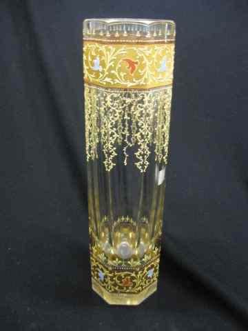 Appraisal: Moser Art Glass Vase enameled floweringvine and heavy goldwork on