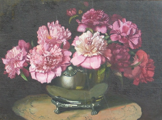 Appraisal: Albert John Sherman - Pink Peonies oil on canvas board