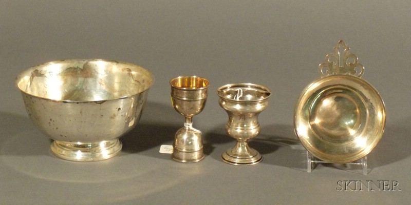 Appraisal: Four Silver Tablewares America Europe comprising an unmarked egg cup