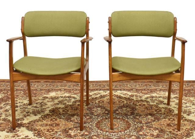 Appraisal: pair Danish mid-century modern armchairs c s teak frame having