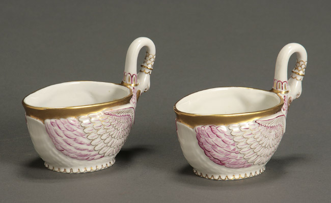 Appraisal: Set of Eleven Meissen-Type Swan Cups Mid- th Century Each