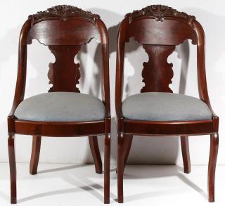 Appraisal: Pair of Antique Continental Fruitwood Chairs With shaped back splats