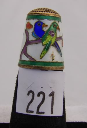 Appraisal: Enamel thimble with parrots