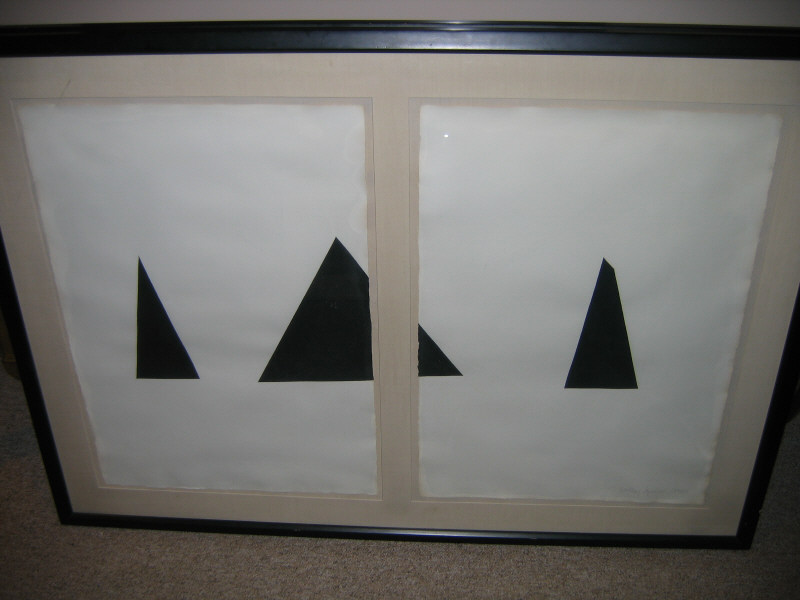 Appraisal: BARTLEY SPENCER Black triangles lithographs mounted as diptych signed and