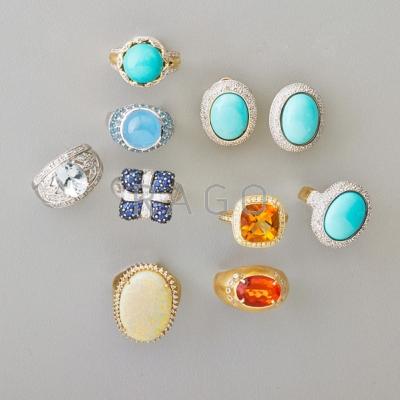 Appraisal: COLLECTION OF RECENT GEMSTONE AND GOLD JEWELRY Eight rings and