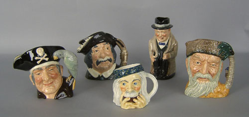 Appraisal: Five toby mugs by Royal Doulton Churchill Robinson Caruso Long