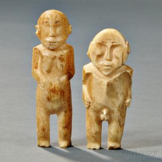 Appraisal: Two Polynesian Bone Figures c second half th century possibly