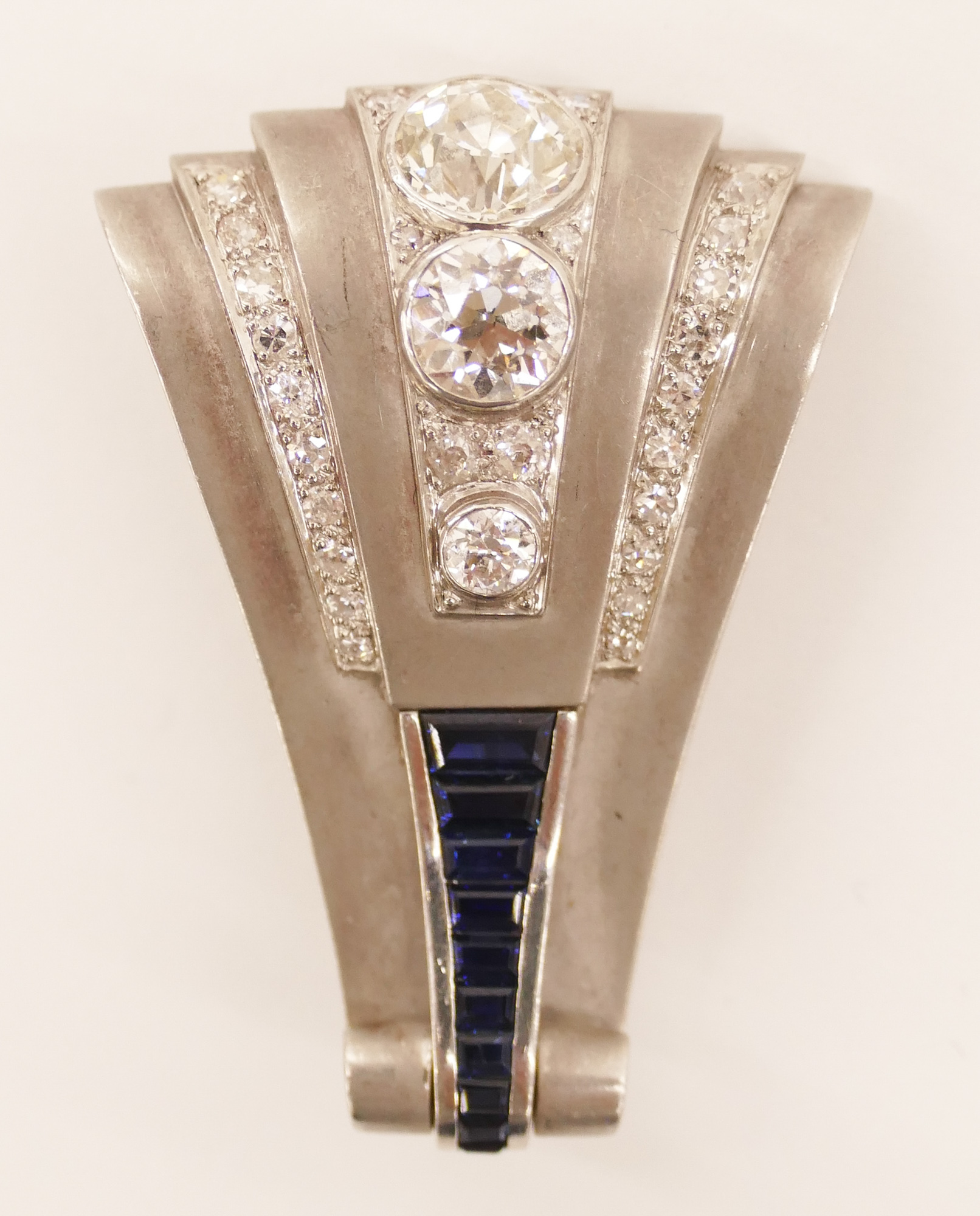 Appraisal: Lambert Bros Sapphire Diamond Art Deco Brooch ''x Includes an