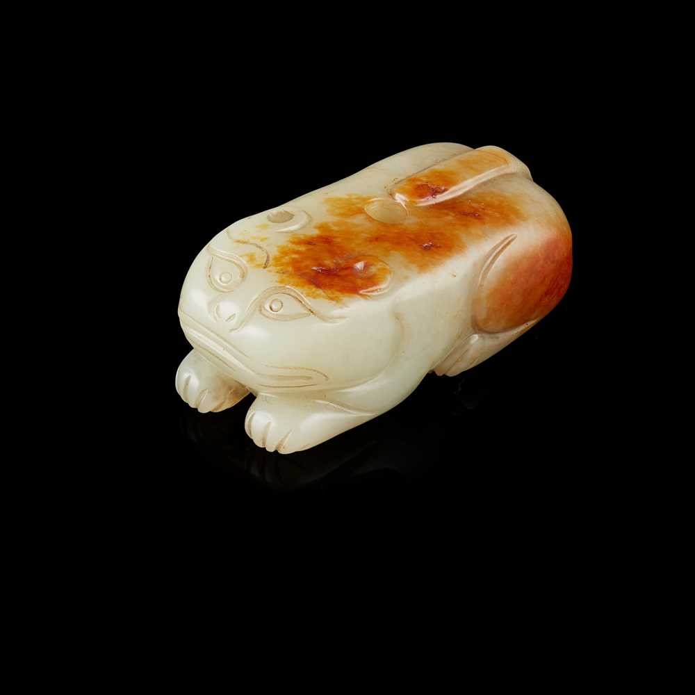 Appraisal: CELADON JADE WITH RUSSET SKIN 'TIGER' PENDANT QING DYNASTY TH-